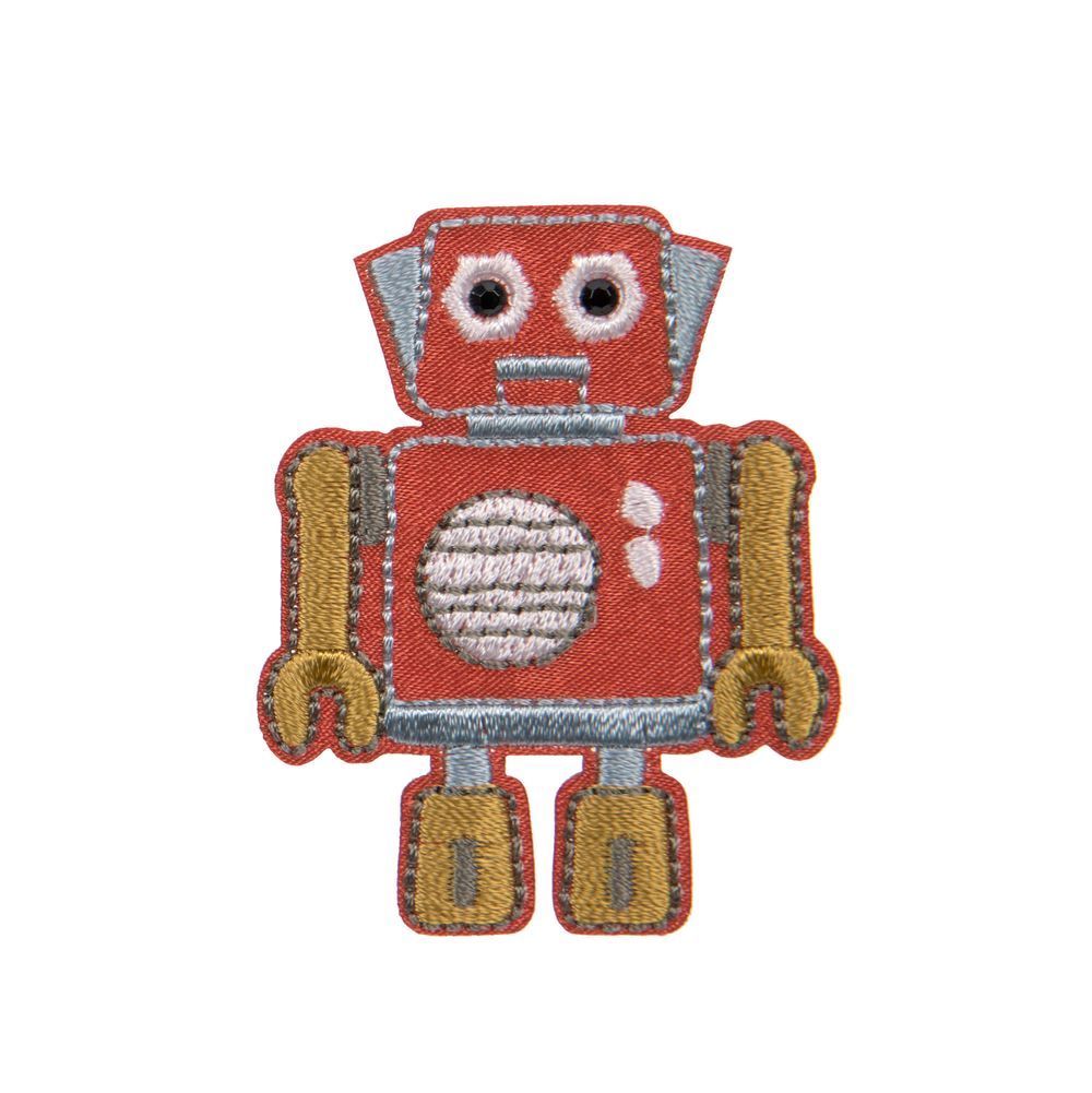 Lassig - Textile Woven Stick On Sticker - Robots - 3 Pcs