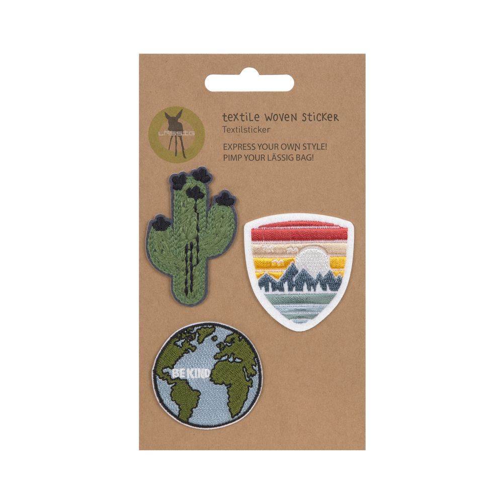 Lassig - Textile Woven Stick On Sticker - Worldwide - 3 Pcs