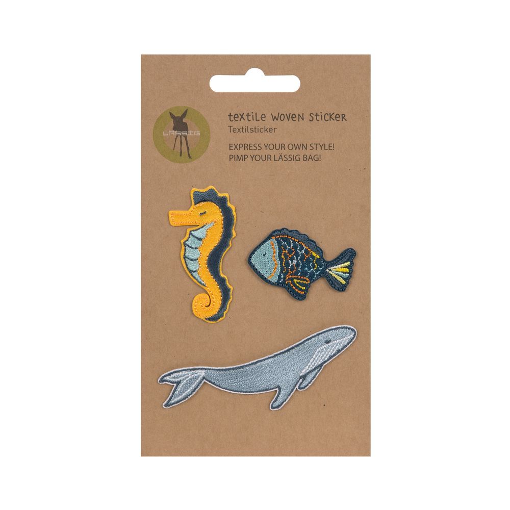 Lassig - Textile Woven Stick On Sticker - Sea - 3 Pcs