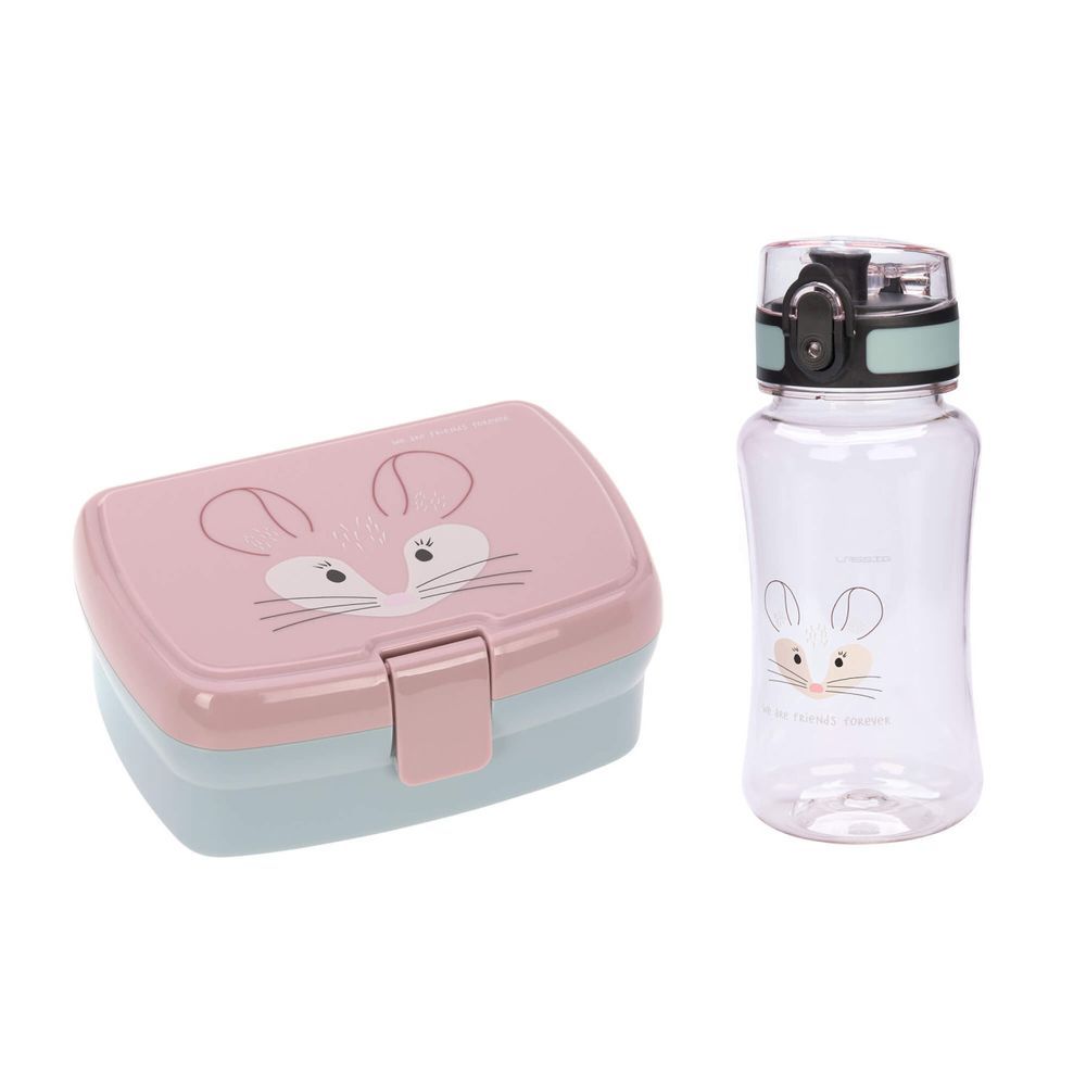 Lassig - Lunchbox With 2 Compartment And Water Bottle - ChinChilla - 460ml