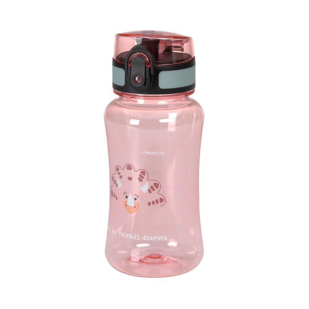 Lassig - Lunchbox With 2 Compartment And Water Bottle - Dino Rose - 460ml