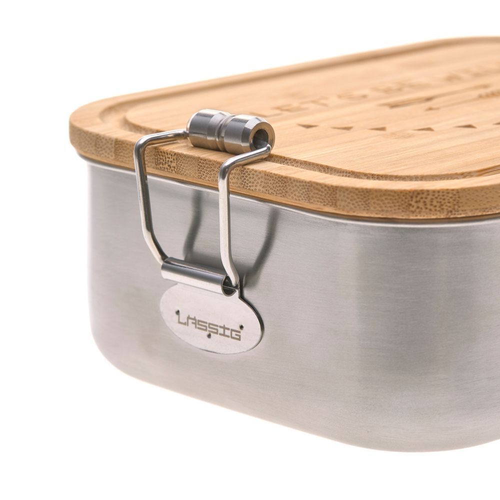 Lassig - Stainless Steel Lunch Box With Bamboo Lid - Adventure