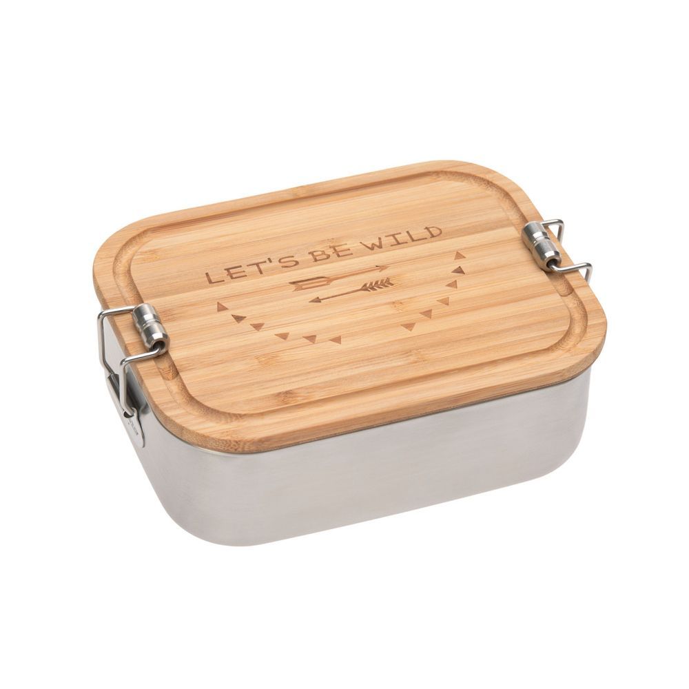 Lassig - Stainless Steel Lunch Box With Bamboo Lid - Adventure