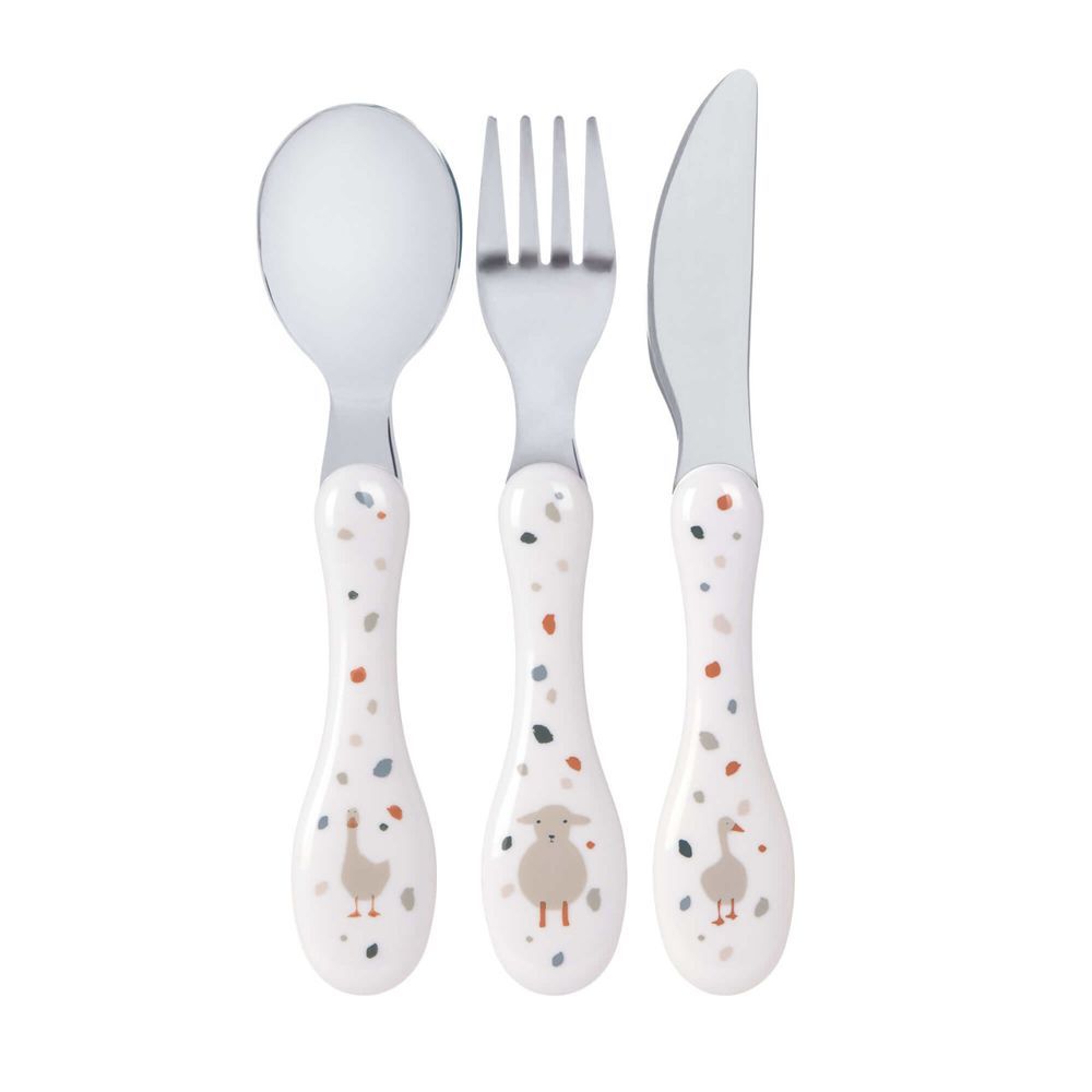 Lassig - Tiny Farmer Cutlery Set - Sheep/Goose - 3 Pcs