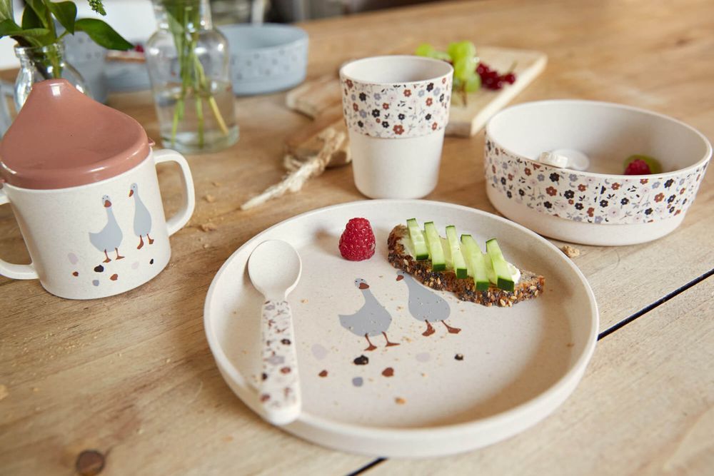 Lassig - Tiny Farmer Tableware Set - Sheep/Goose - 4 Pcs