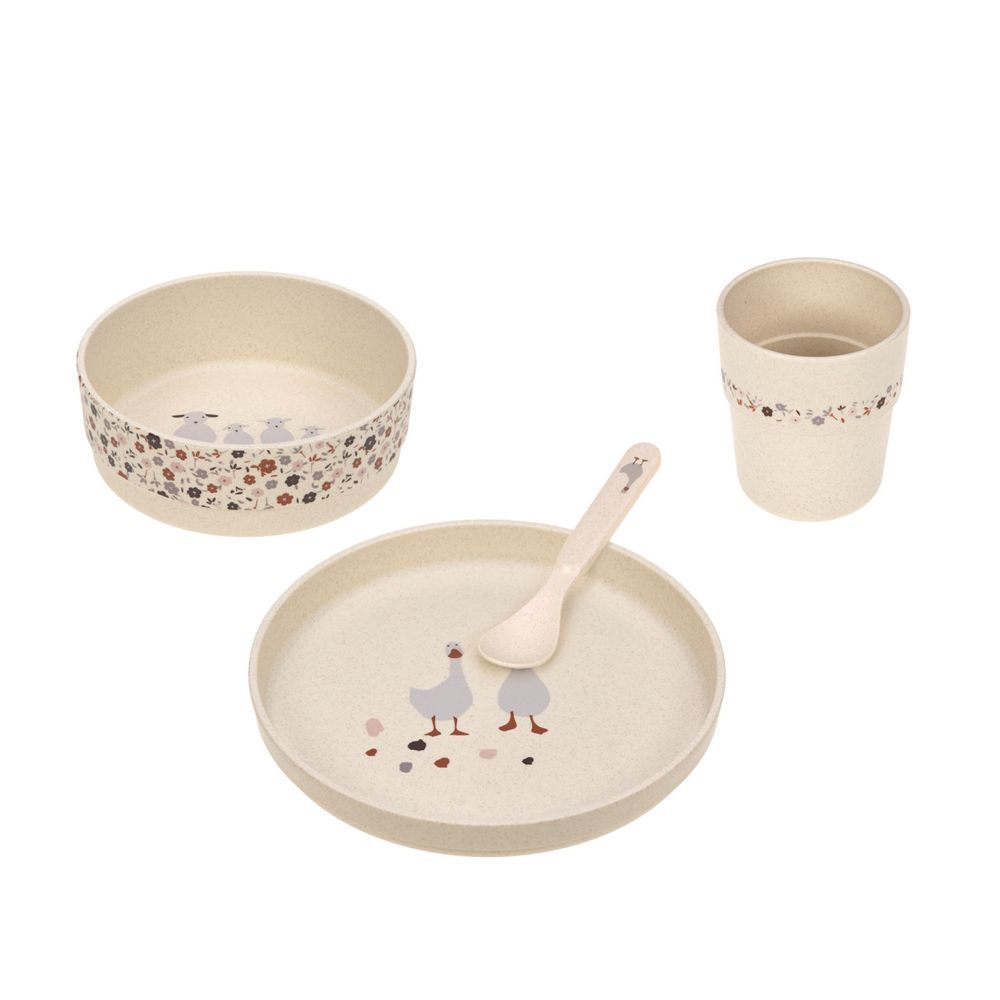 Lassig - Tiny Farmer Tableware Set - Sheep/Goose - 4 Pcs