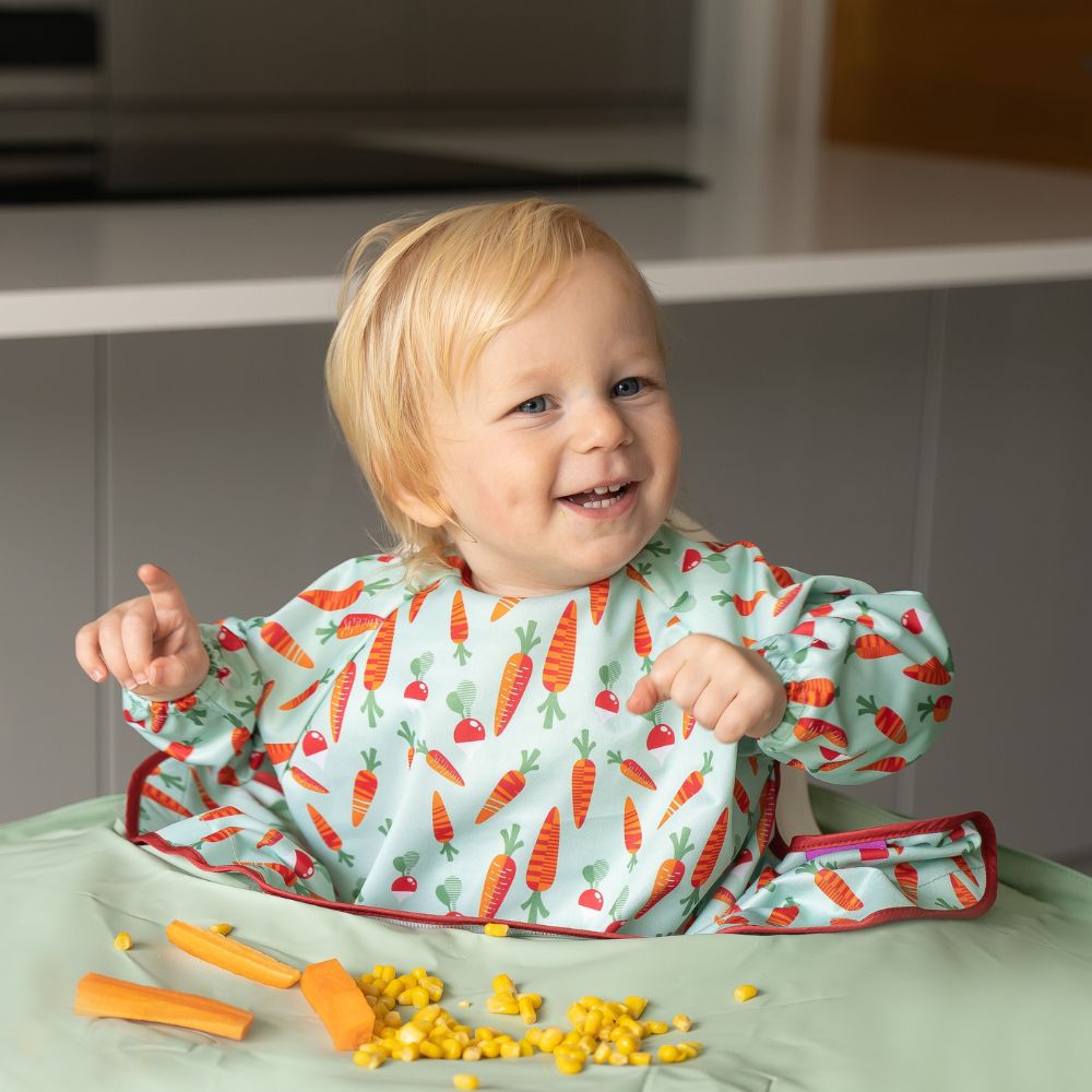 Tidy Tot - Long Sleeves Coverall Bib - Carrot And Radish