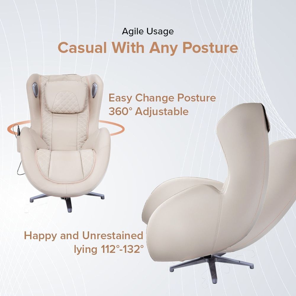 Nourest - Orion 3D Rocking Recline Massage Chair With Ottoman - Beige