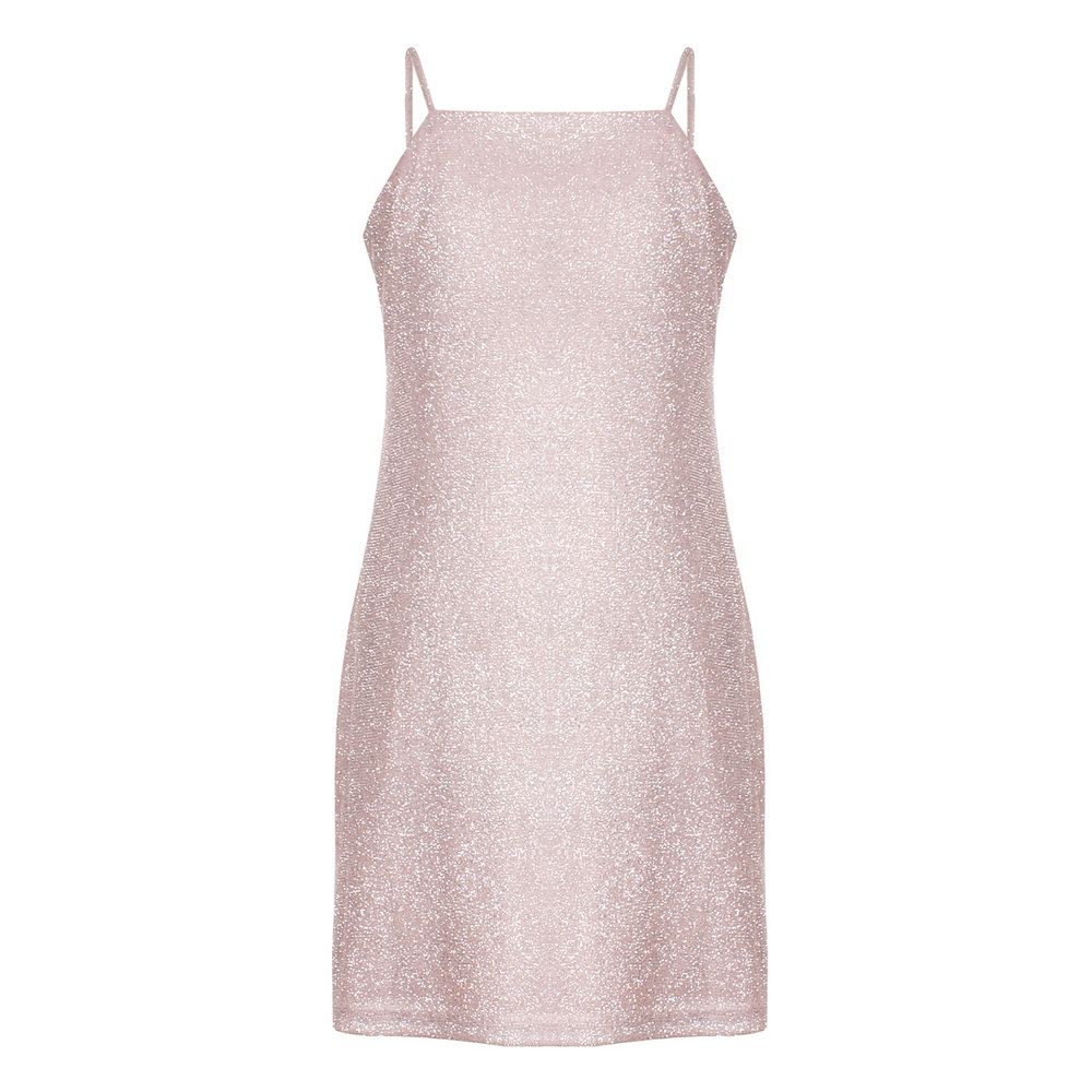 Unona - D'Art - Cocktail Dress W/ Puff Sleeves - Pink / Silver