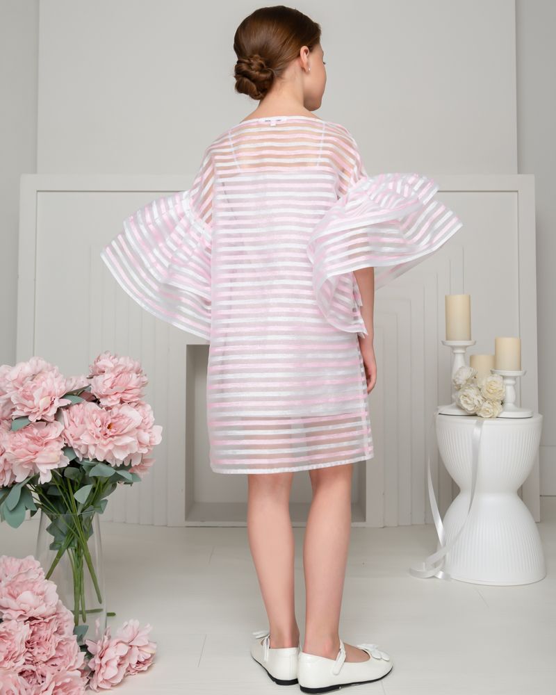 Unona - D'Art - Cocktail Dress W/ Puff Sleeves - Pink / Silver