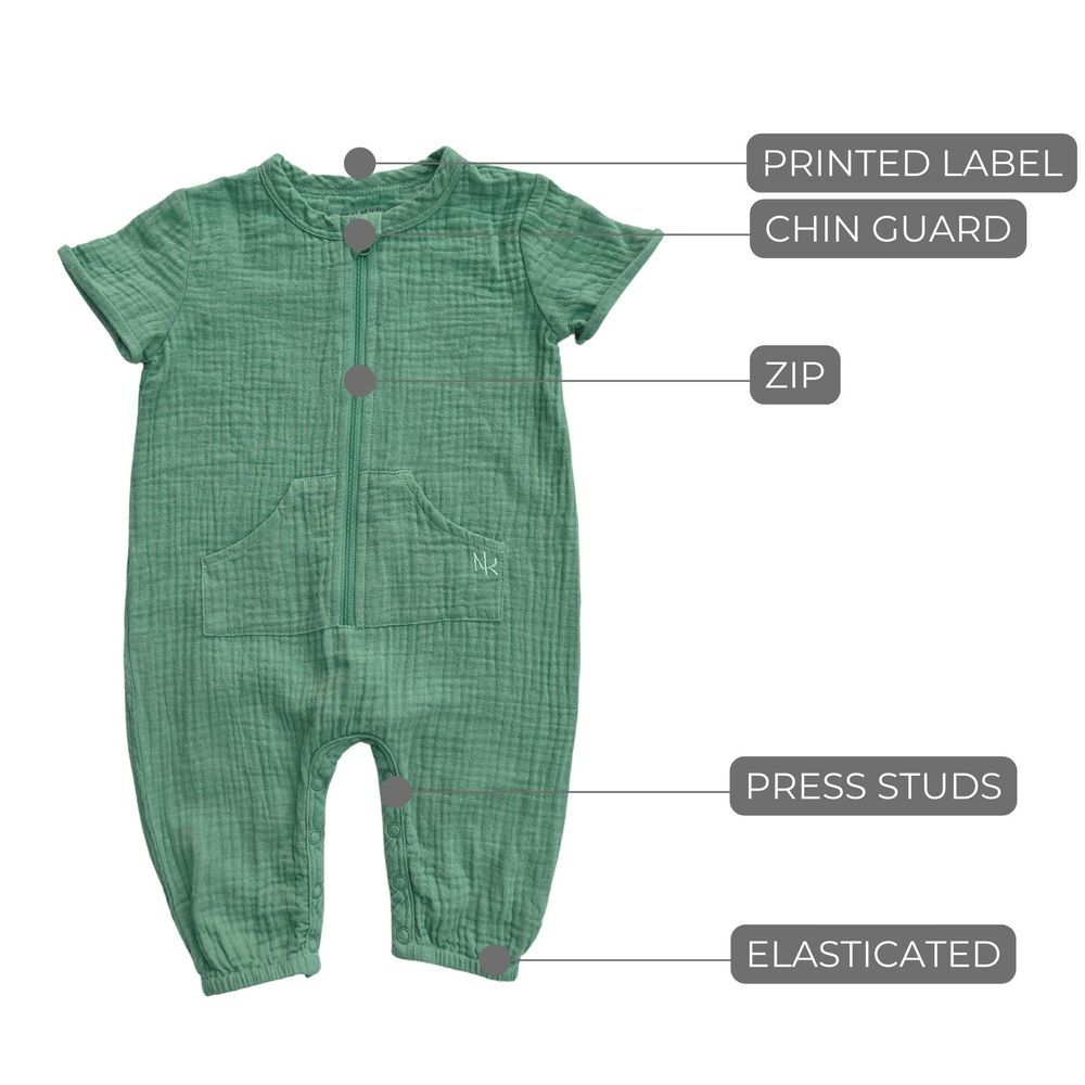 Next of Kin - Orian Muslin Zippy Jumpsuit - Sage