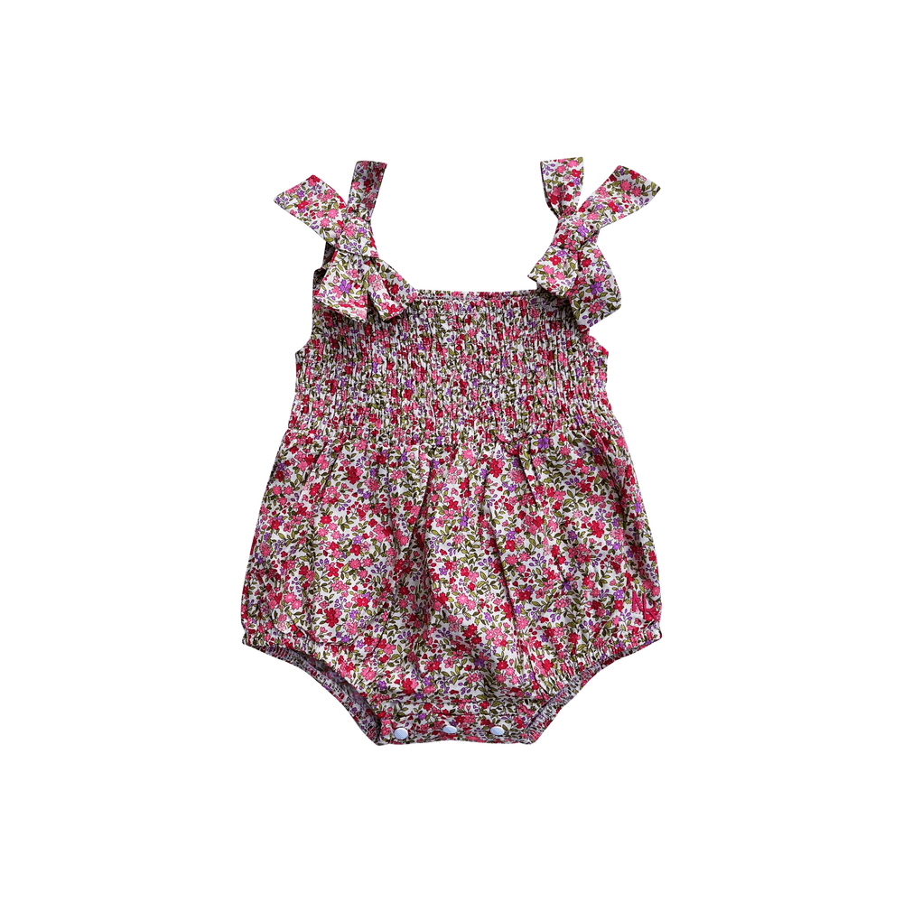 Next of Kin - Alyssa Floral Bow Bubble Hem Romper - Floral