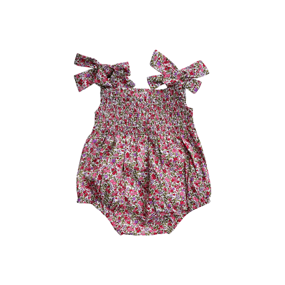 Next of Kin - Alyssa Floral Bow Bubble Hem Romper - Floral