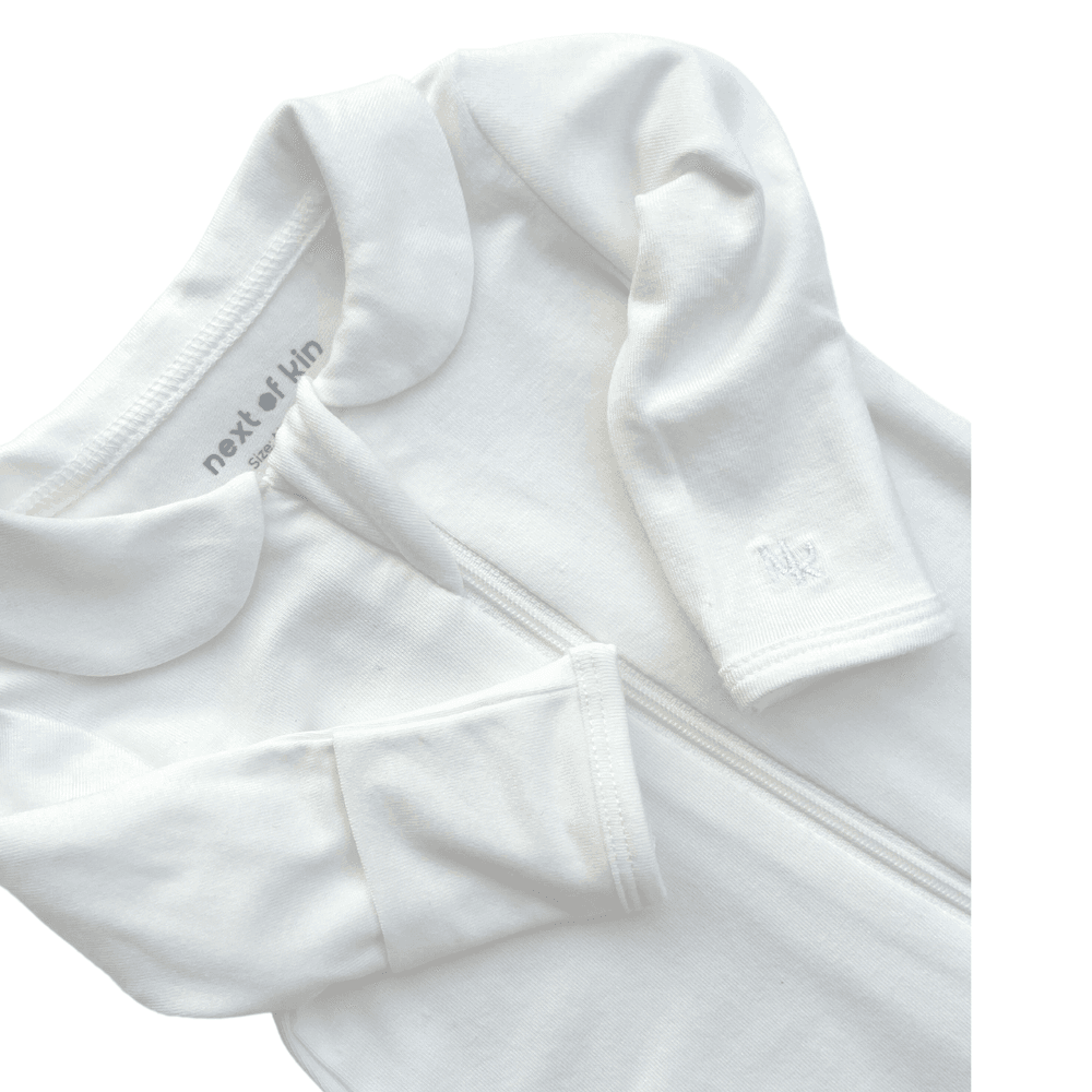 Next of Kin - Elliot Essential Zippy Peter Pan Collar Bamboo Onesie - أبيض