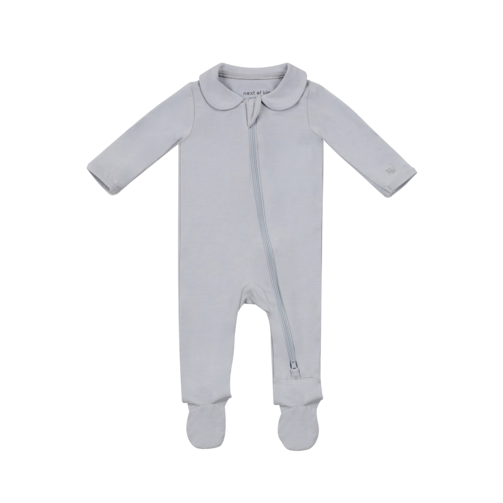 Next of Kin - Elliot Essential Zippy Peter Pan Collar Bamboo Onesie - رمادي