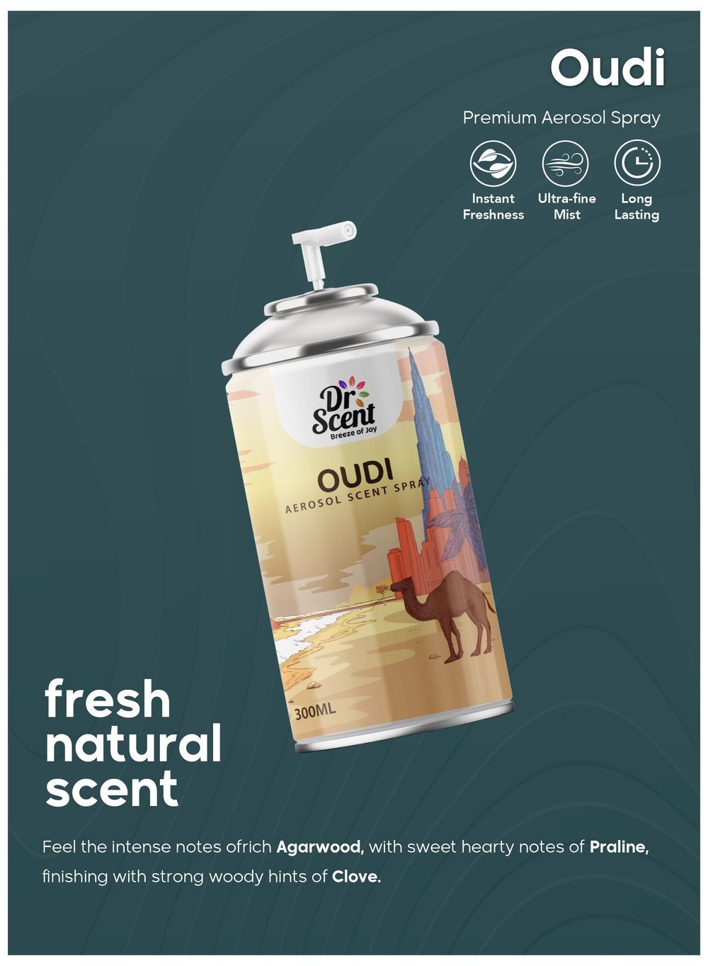 Dr Scent - Aerosol Air Freshener Spray - Oudi - 300 ml