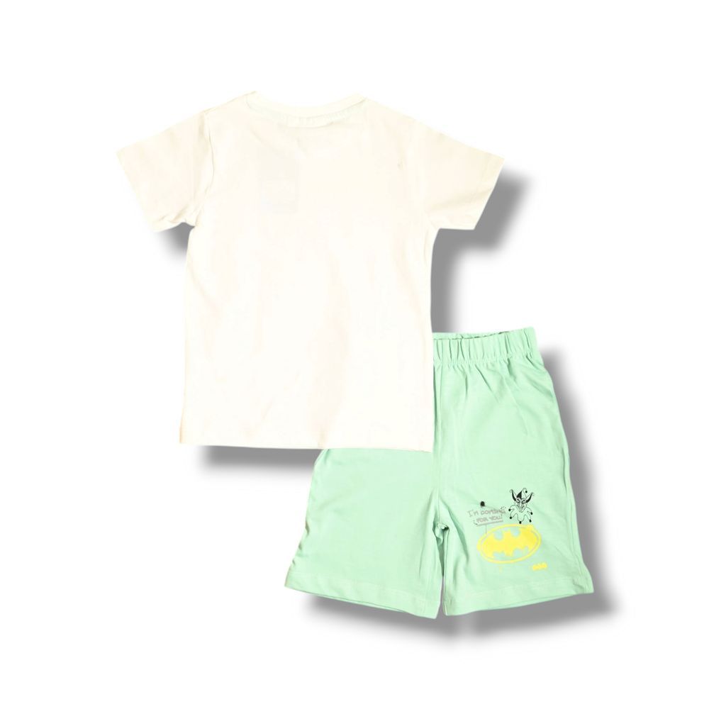 Batman - 2pc-Set - Boy's Summer T-Shirt And Short - White/Green