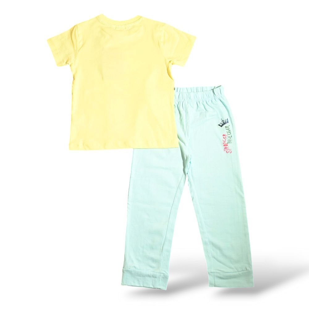 Princess - 2pc-Set - Girl's Short Sleeves Pyjama T-Shirt & Pants - Yellow/Blue