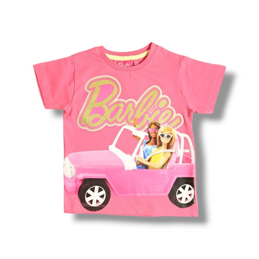 Barbie - 2pc-Set - Girl's Short Sleeve Top And Pyjama - Pink/Yellow