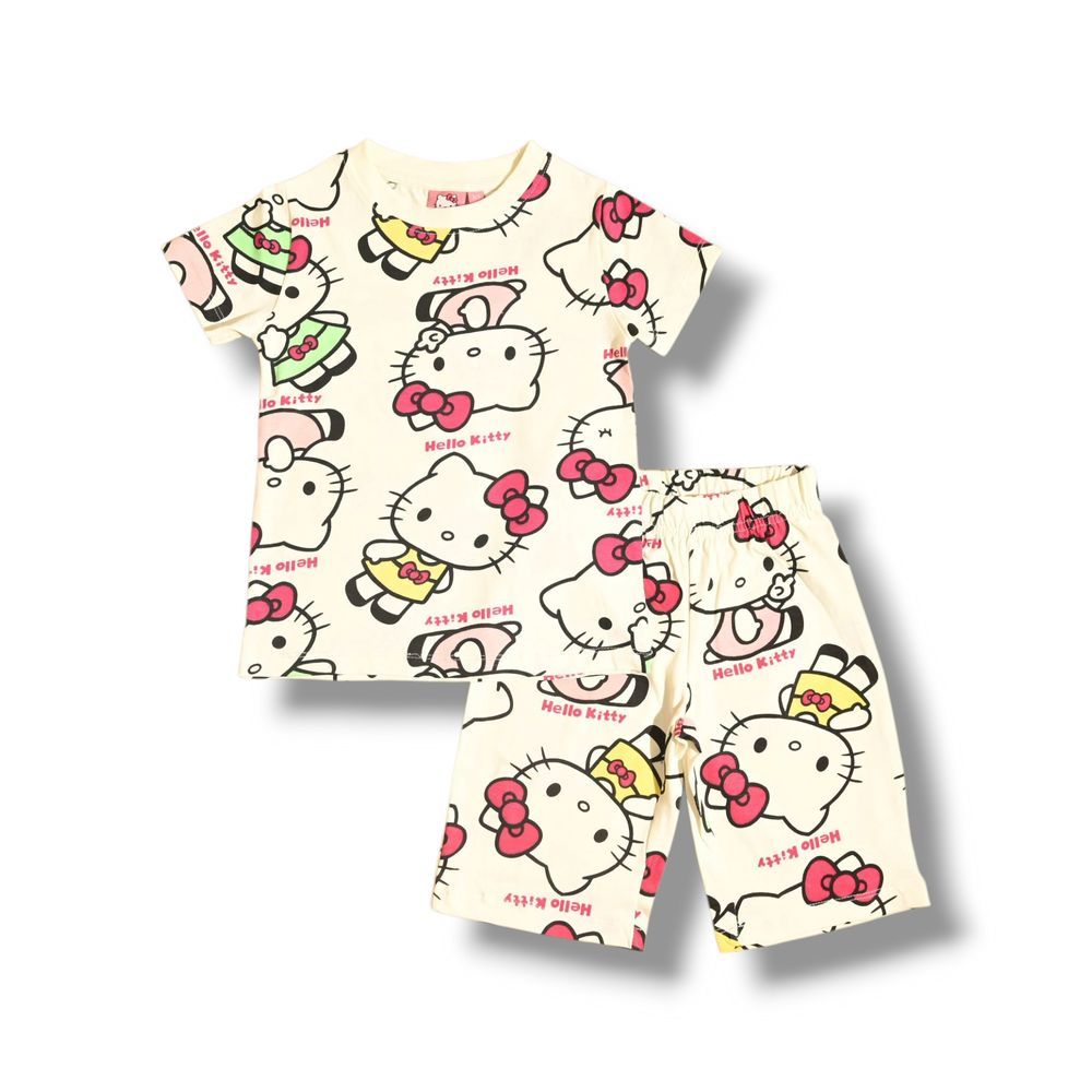 Hello Kitty - 2pc-Set - Girl's T-Shirt And Short - Cream