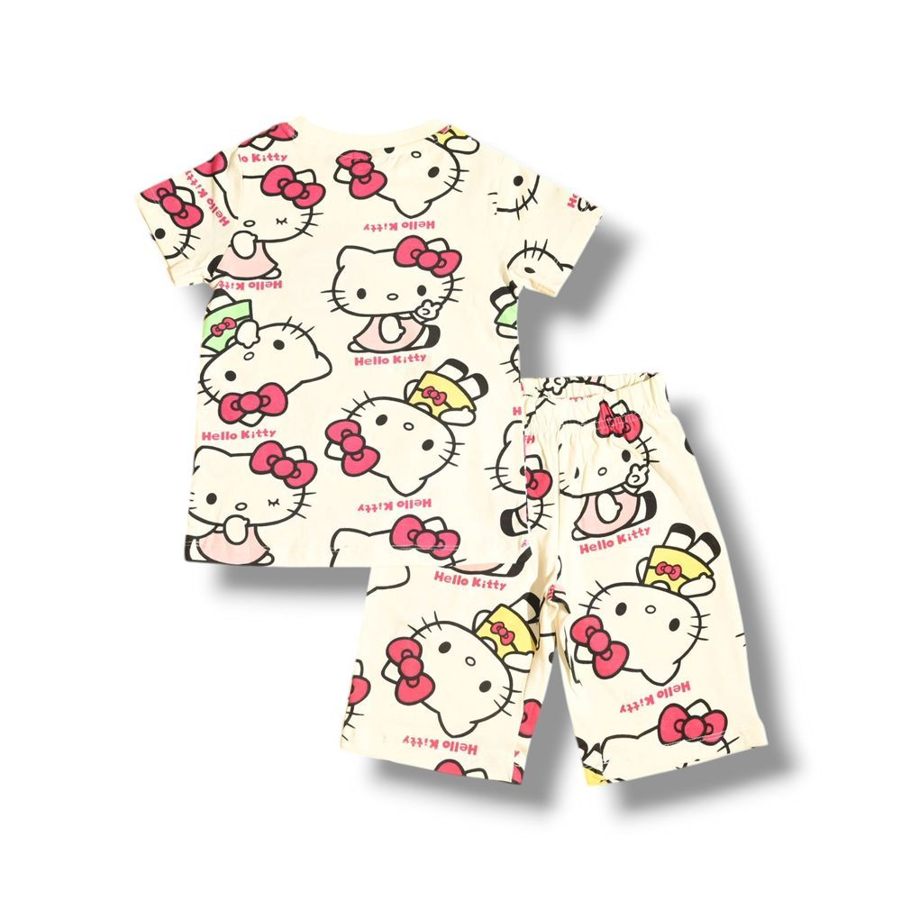 Hello Kitty - 2pc-Set - Girl's T-Shirt And Short - Cream