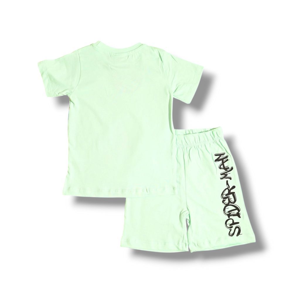 Spiderman - 2pc-Set - Boy's Printed T-Shirt & Summer Shorts - Green