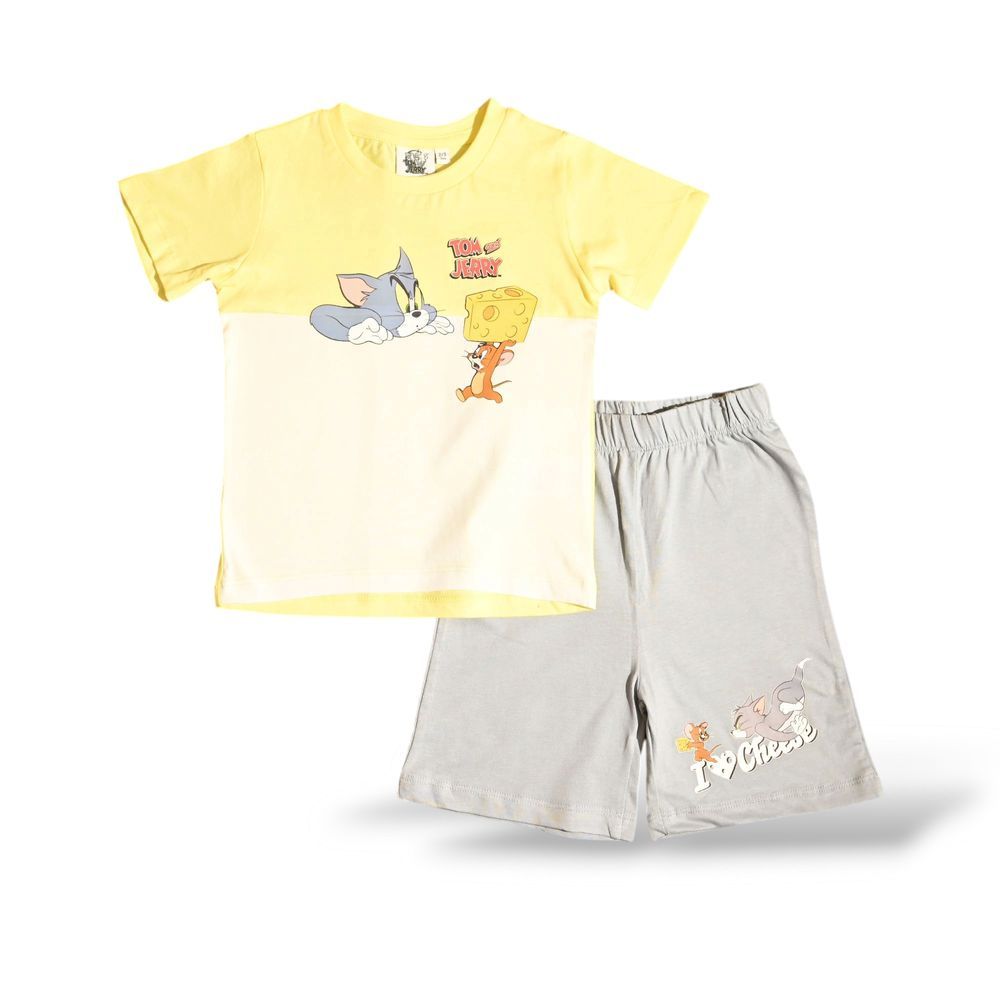 Tom & Jerry - Boys Short Set - Yellow/Grey