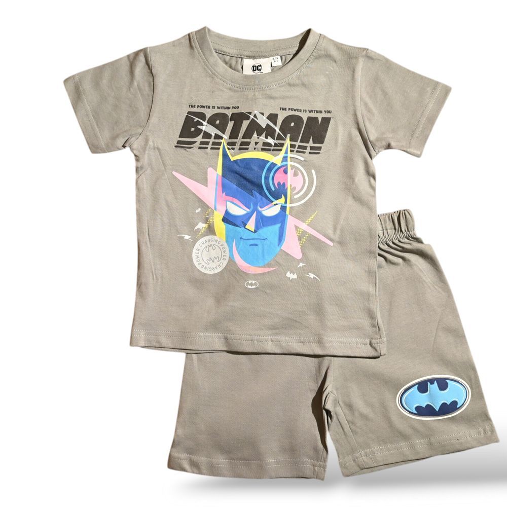 Batman - DC Comics Boys Cotton T-Shirt & Shorts Set - Grey