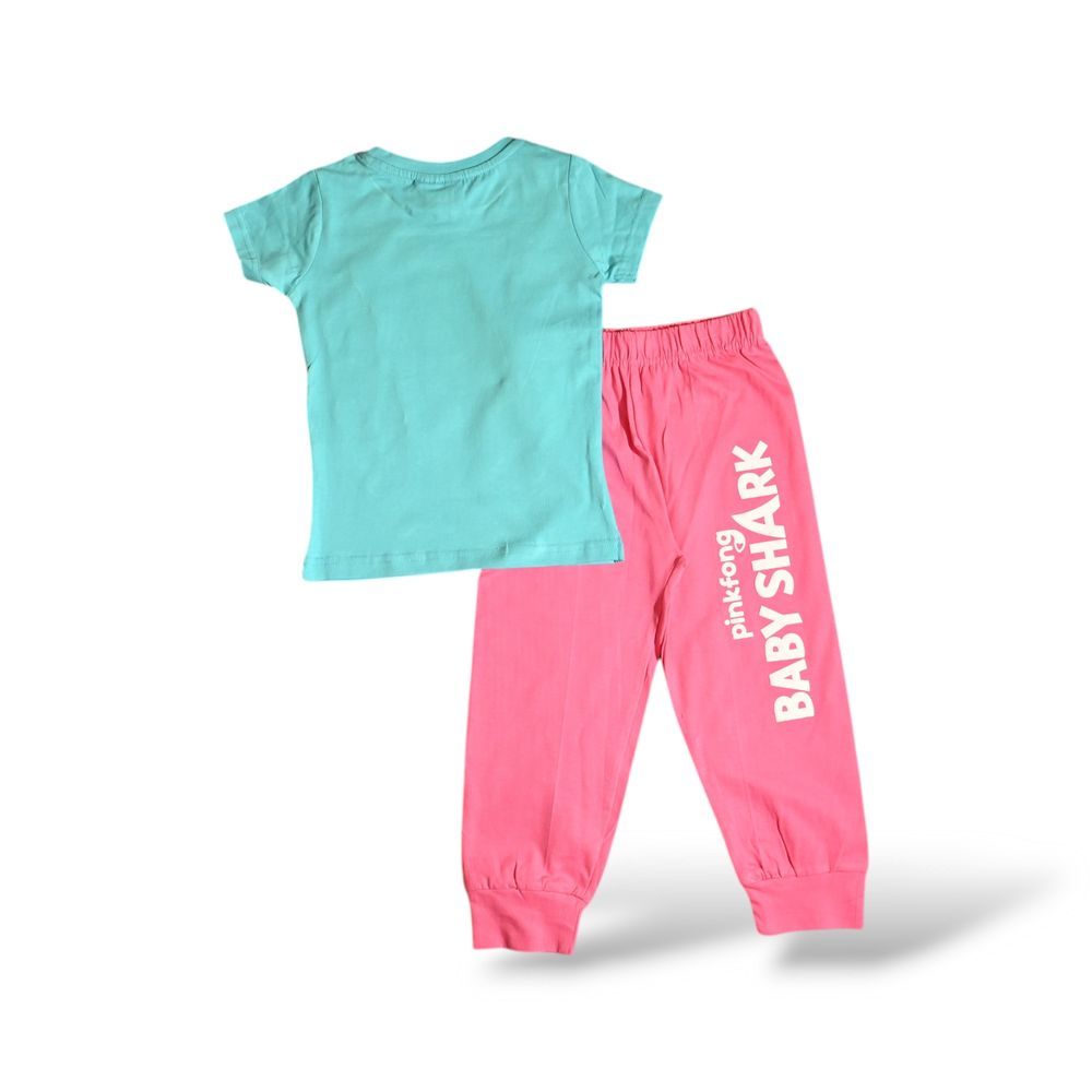 Baby Shark - 2pc-Set - Girl's Short Sleeves Pyjama T-Shirt & Pants - Green/Pink