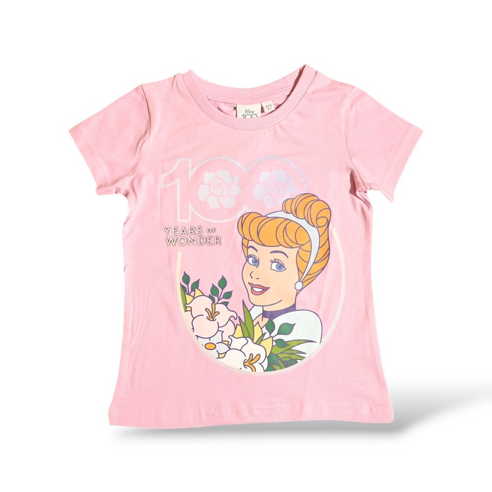 Disney - 2pc-Set - Girl's Princess Cinderella Printed T-Shirt & Shorts - Pink/Green