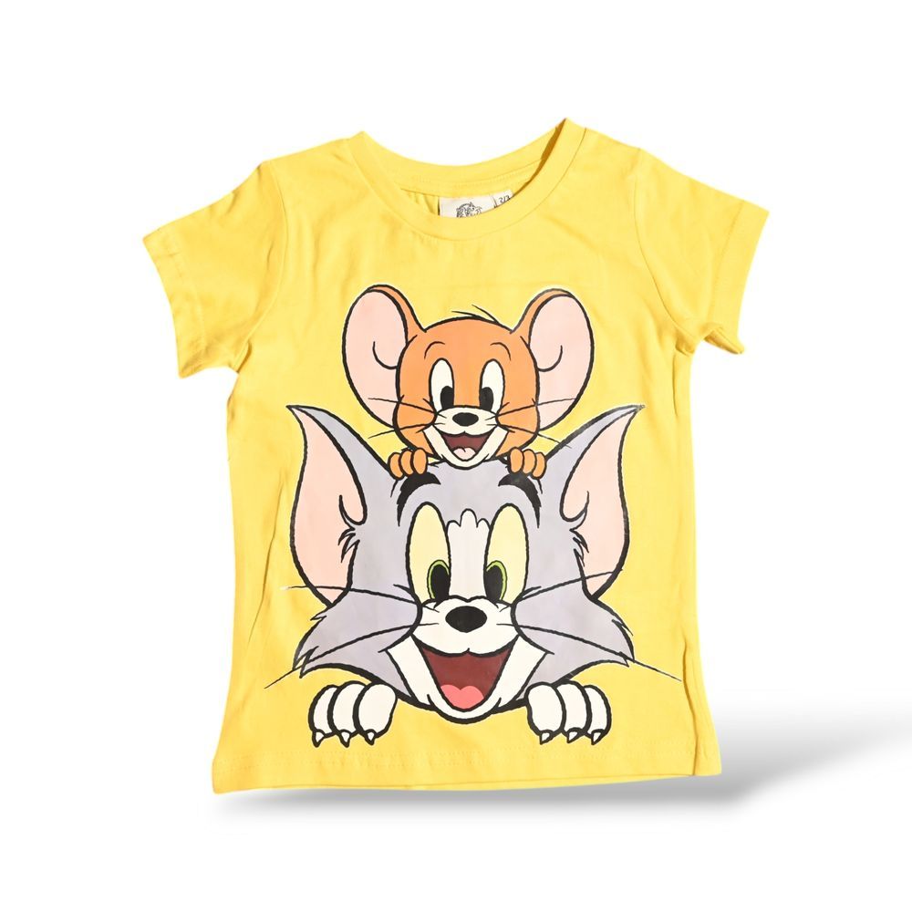 Tom & Jerry - 2pc-Set - Girl's Cotton T-Shirt & Shorts - Yellow