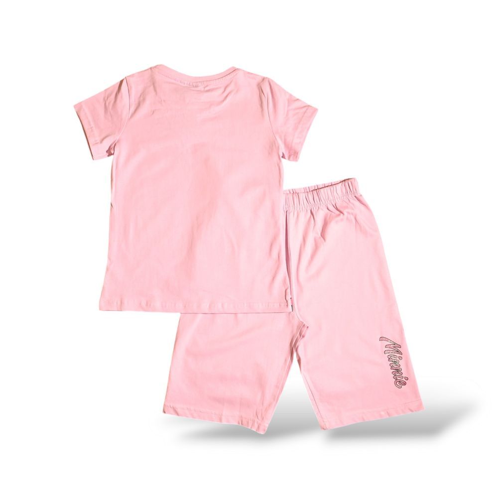 Minnie Mouse - 2pc-Set - Girl's Cotton T-Shirt & Shorts - Pink