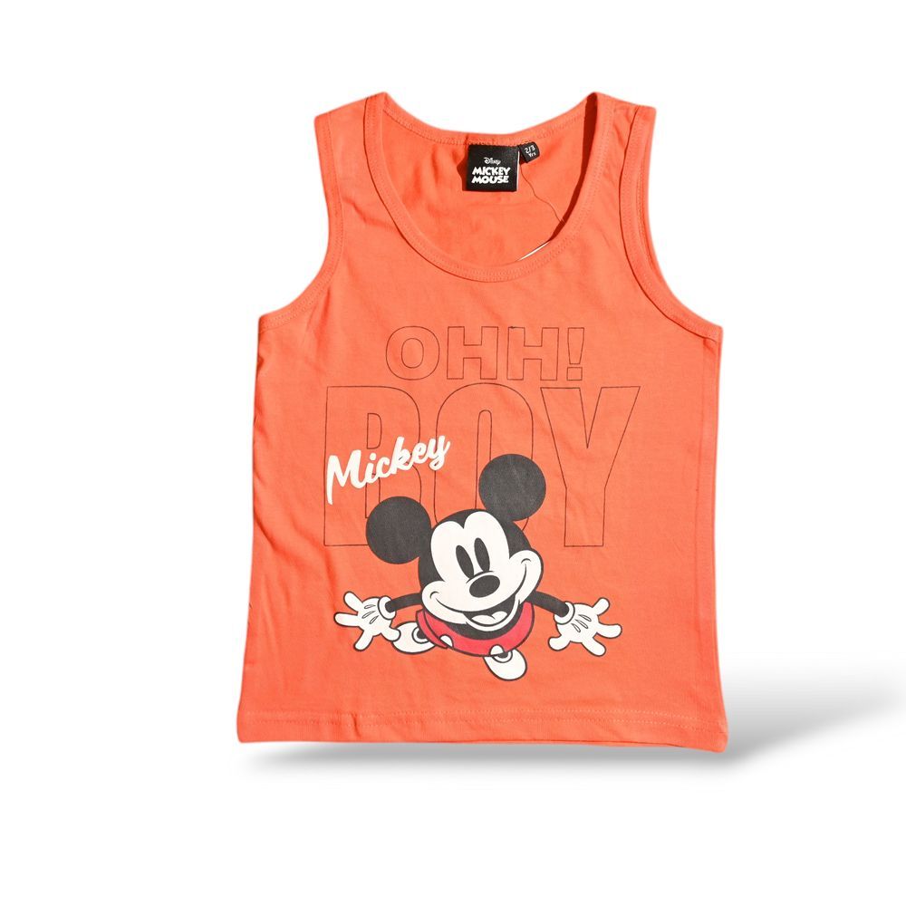 Mickey Mouse - Boys Summer Sleeveless & Short Set - Red/Grey