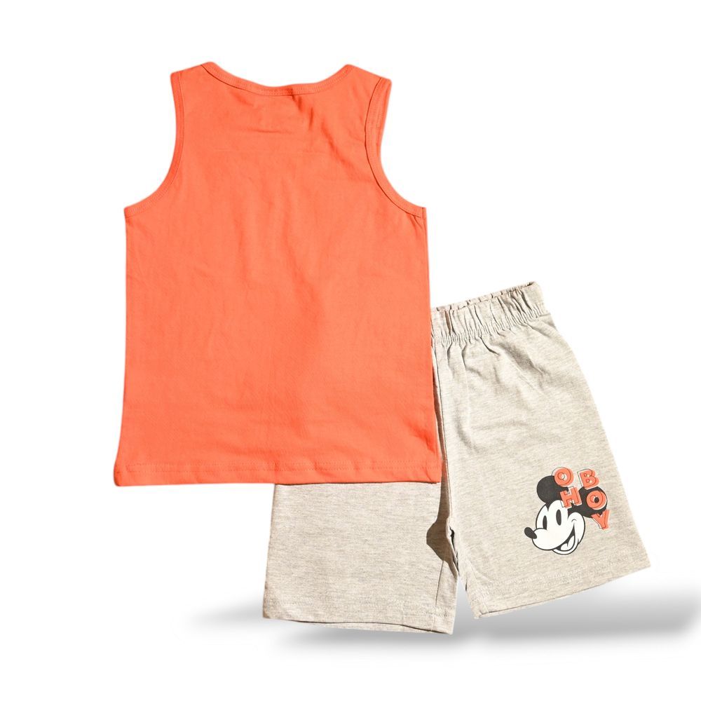 Mickey Mouse - Boys Summer Sleeveless & Short Set - Red/Grey