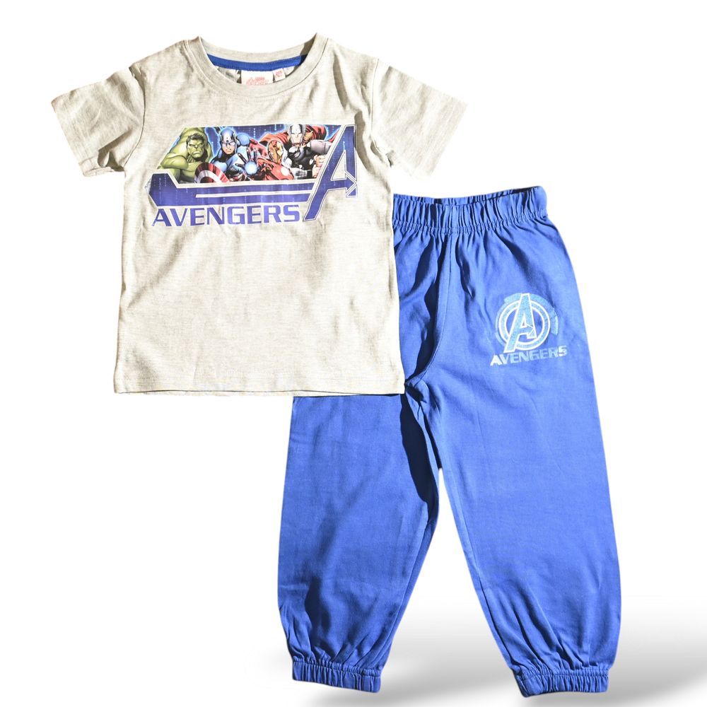 Avengers - 2pc-Set - Kids Short Sleeve Top And Pyjama - Blue/White