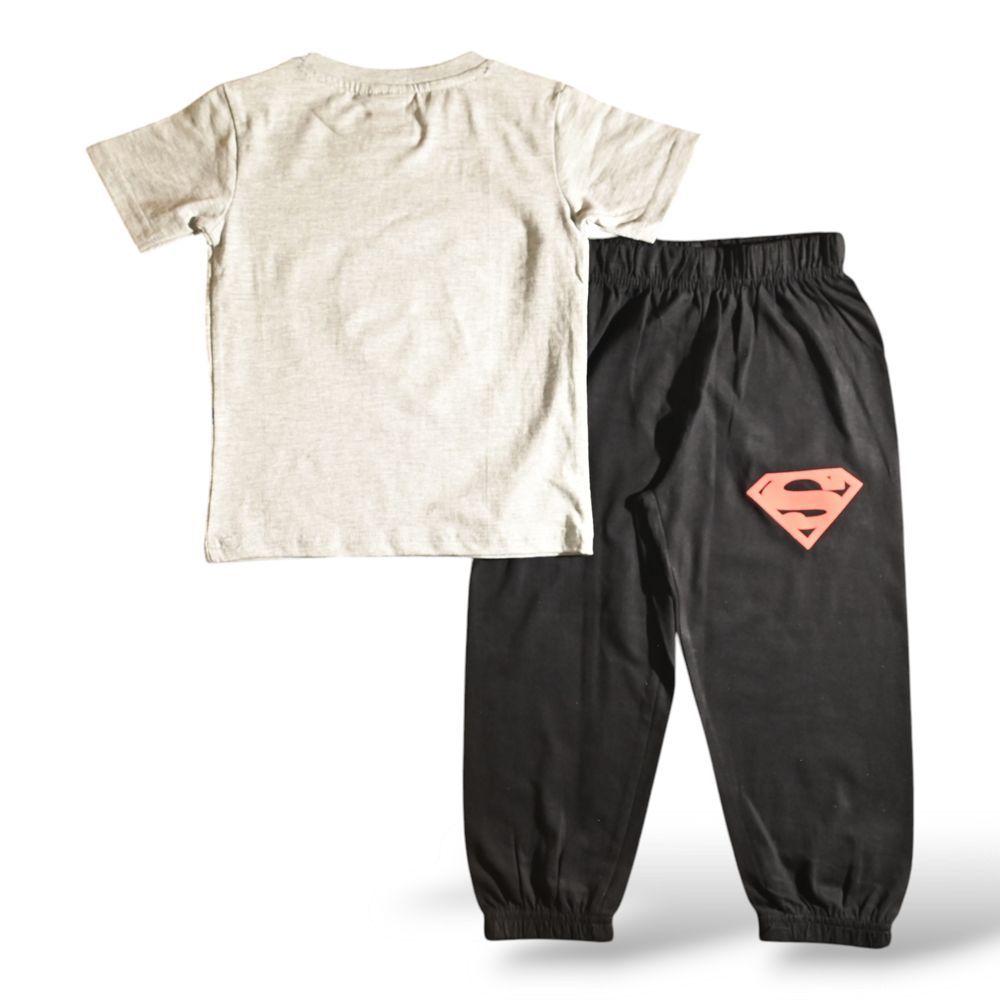 Superman - 2pc-Set - Kids Short Sleeve Top And Pyjama - Grey/Black