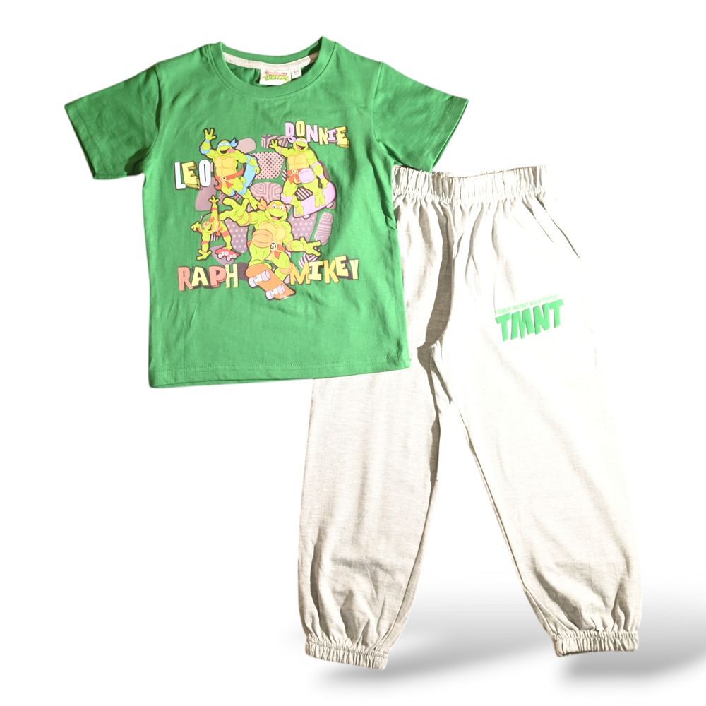 Teenage Mutant Ninja Turtles - 2pc-Set - Kids Short Sleeve Top And Pyjama - Green/White