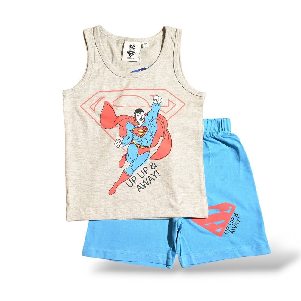 Superman - Boys Summer Sleeveless & Short Set - Grey/Blue