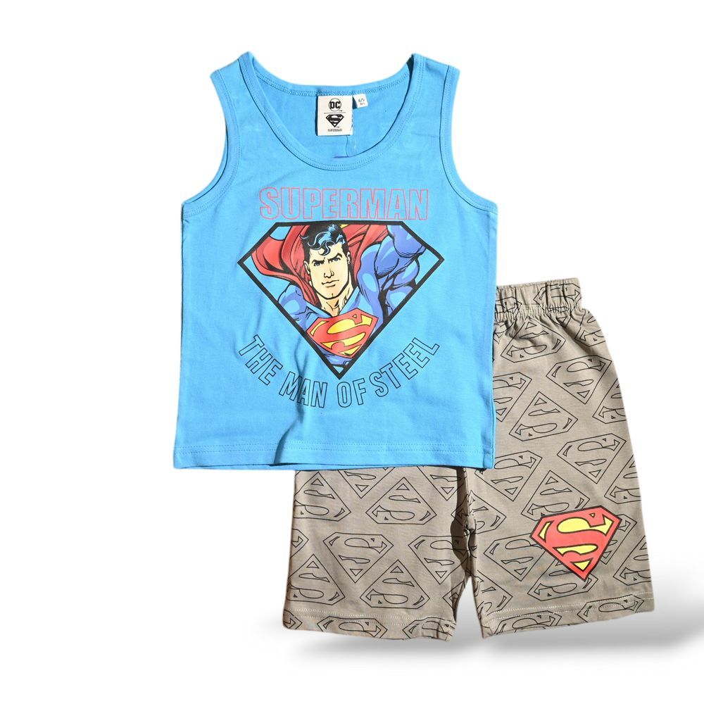 Superman - Boys Summer Sleeveless & Short Set - Blue/Grey