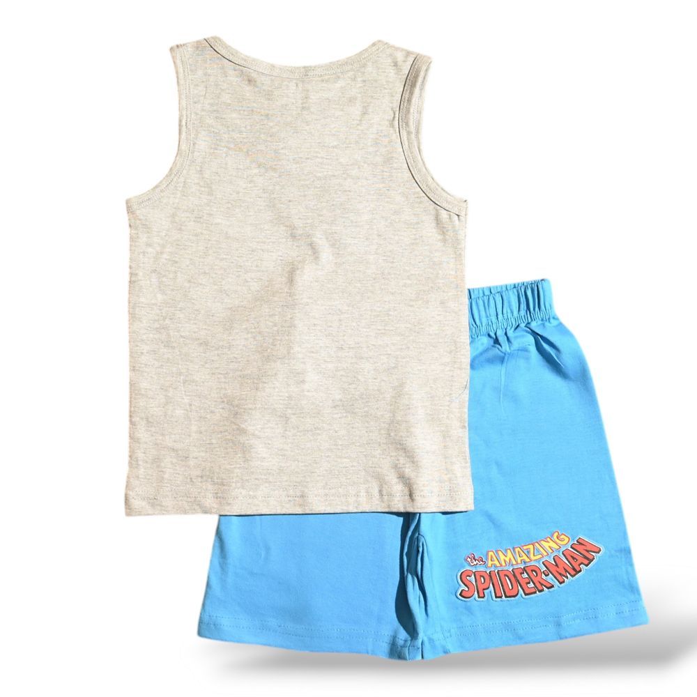 Spiderman - Boys Summer Sleeveless & Short Set - Grey/Blue