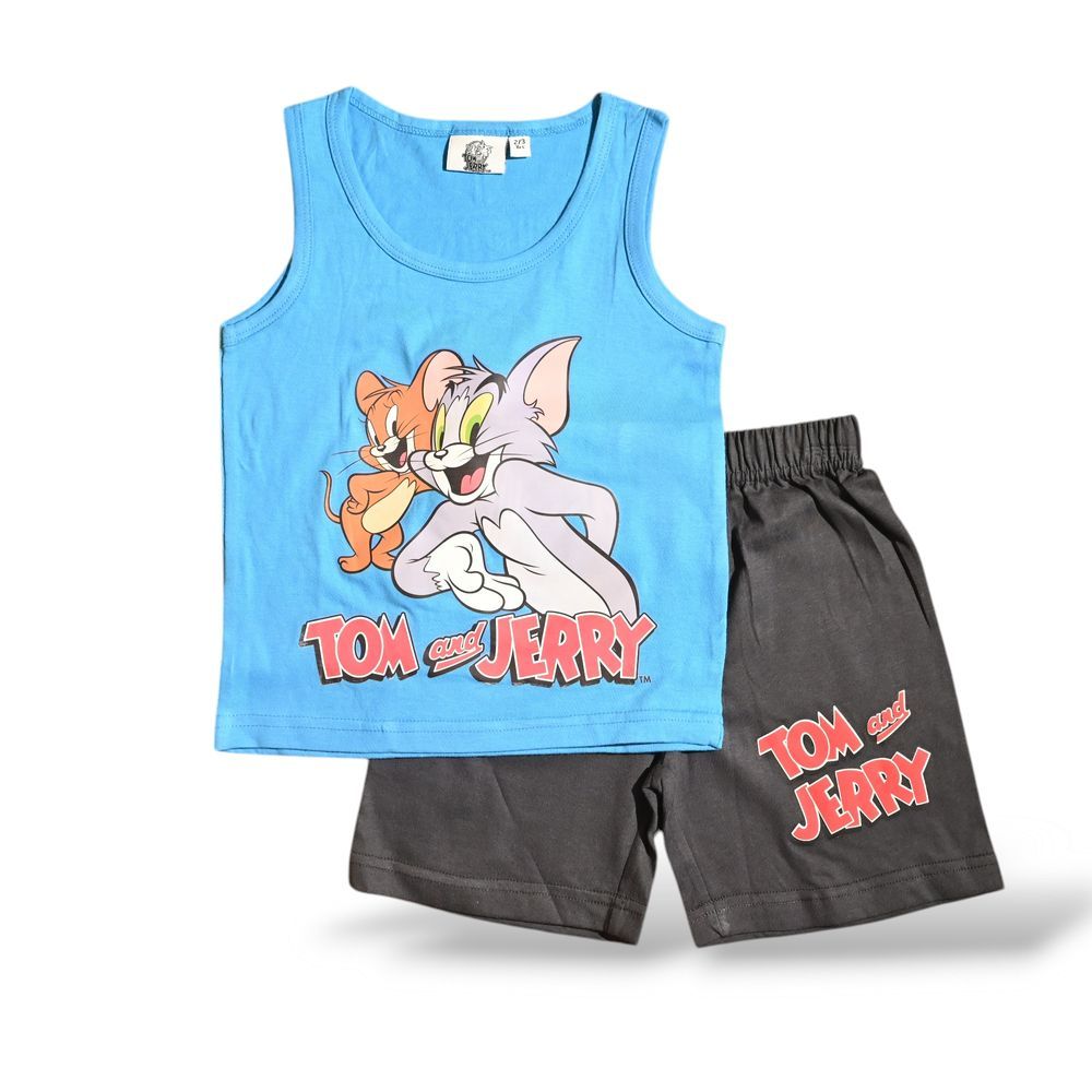 Tom & Jerry - Boys Summer Sleeveless & Short Set - Blue/Black