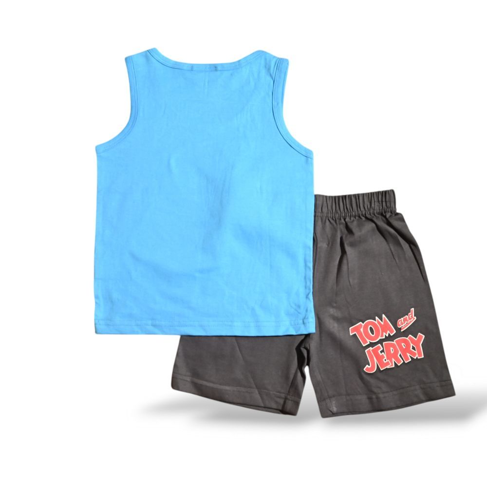 Tom & Jerry - Boys Summer Sleeveless & Short Set - Blue/Black