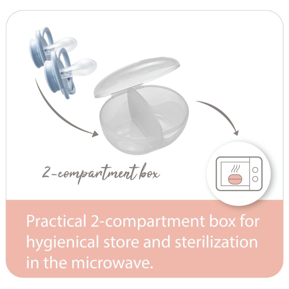 Nip - Butterfly Soother With Sterilizer Box 5-18M - Pink - 2 pcs