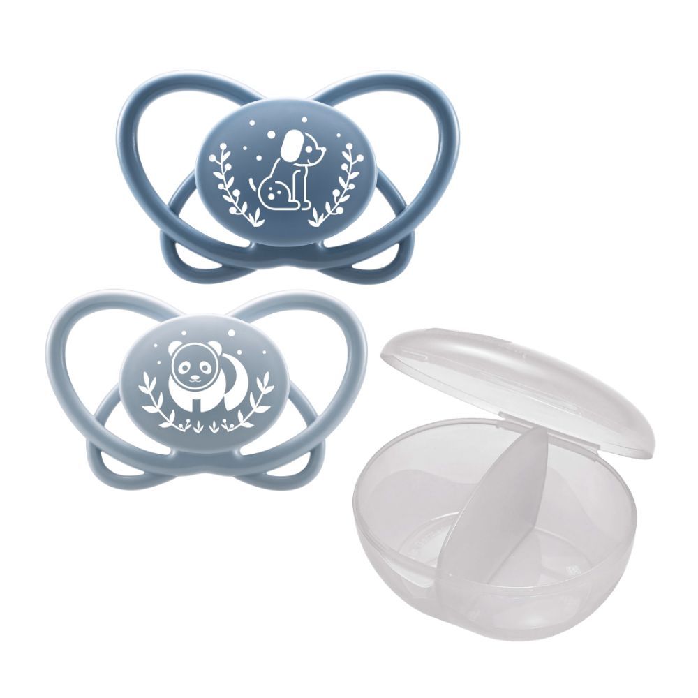 Nip - Butterfly Soother With Sterilizer Box 5-18M - Blue - 2 pcs