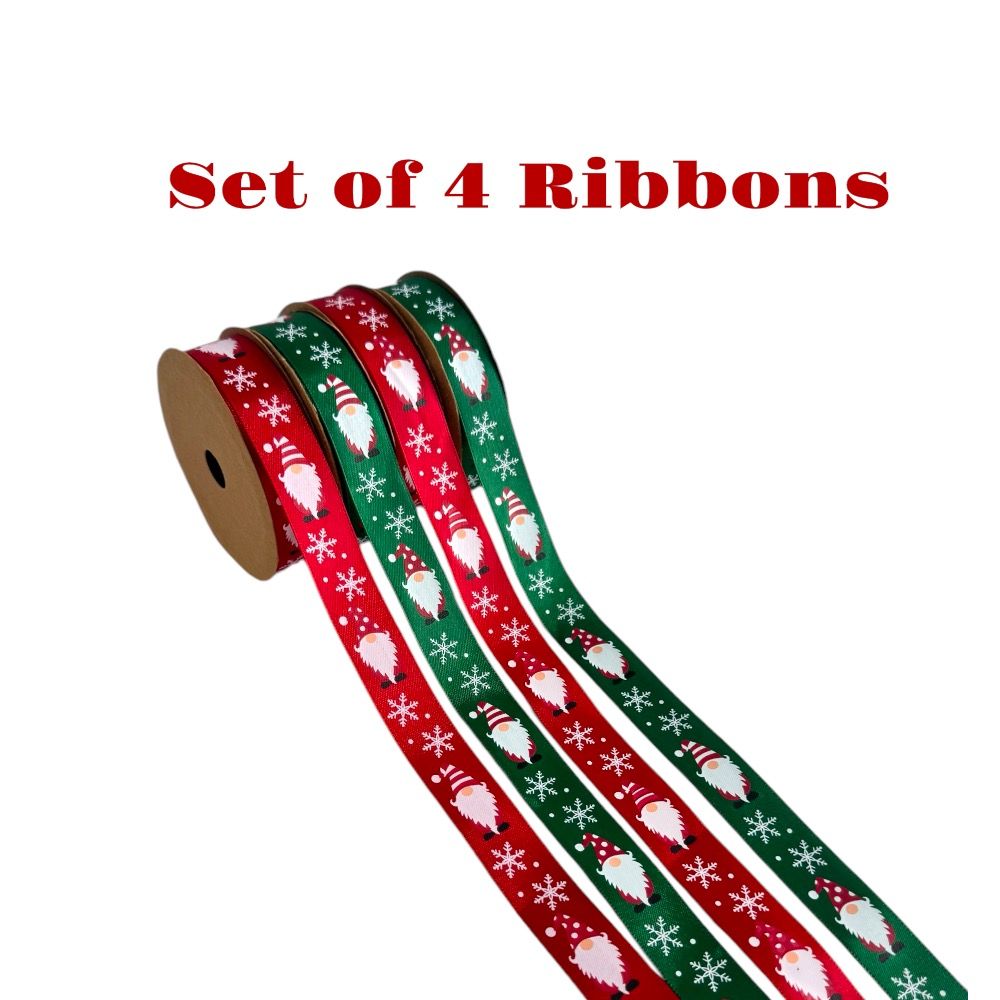 Doodle Kiddo - Santa Claus Christmas Ribbon Set - Red/Green - 4 Pcs