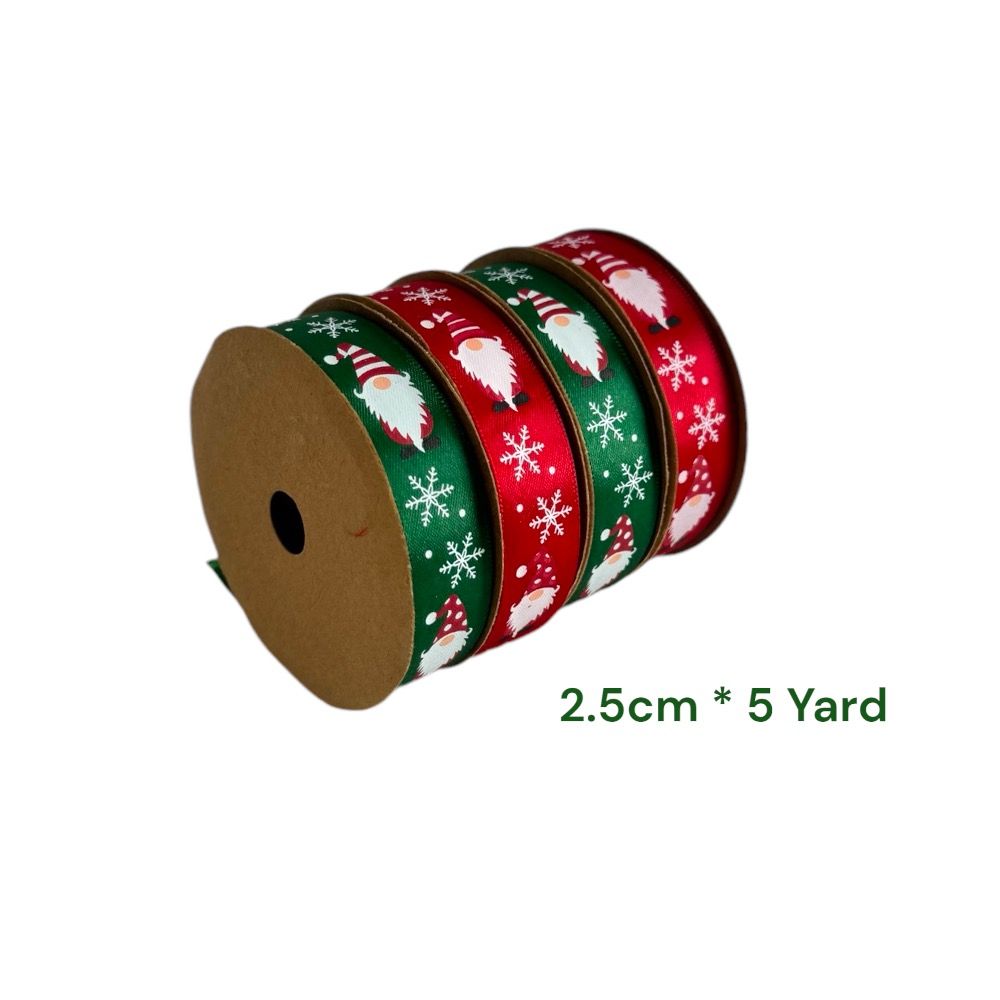 Doodle Kiddo - Santa Claus Christmas Ribbon Set - Red/Green - 4 Pcs