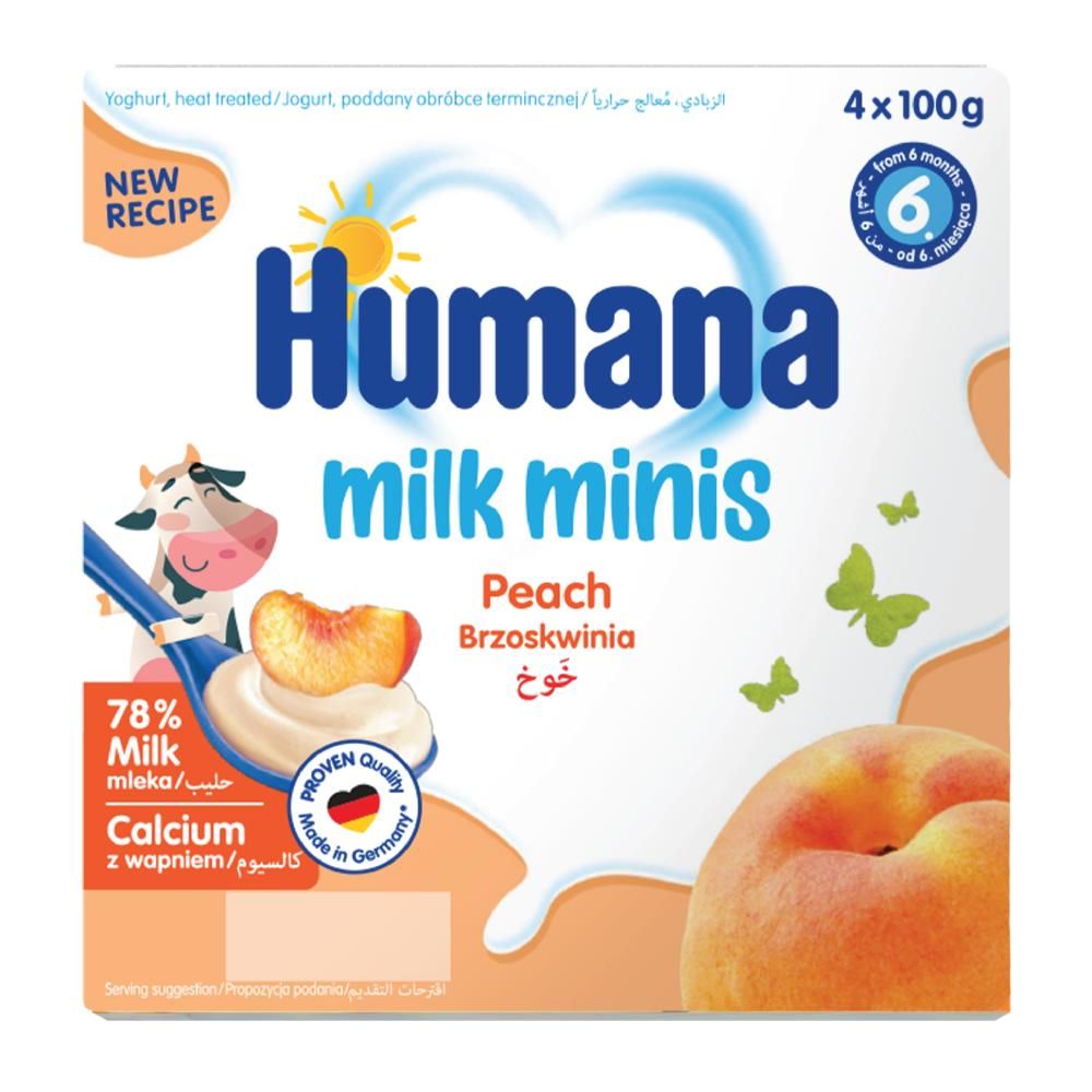 Humana Milk Mini Delicious Baby Snack, +6 months, Natural Peach  4x100g