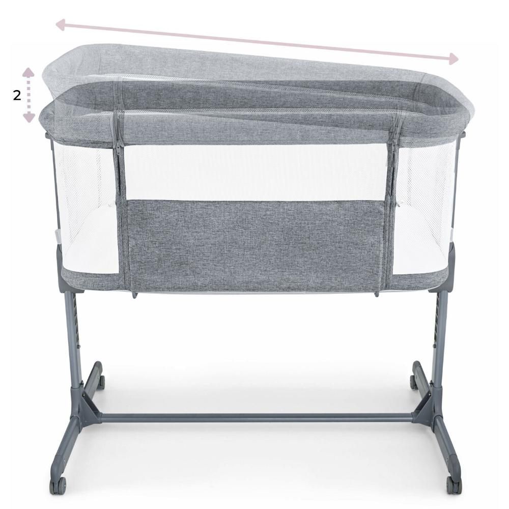 Bumble & Bird - Adjustable Bedside Crib with wheels - Grey