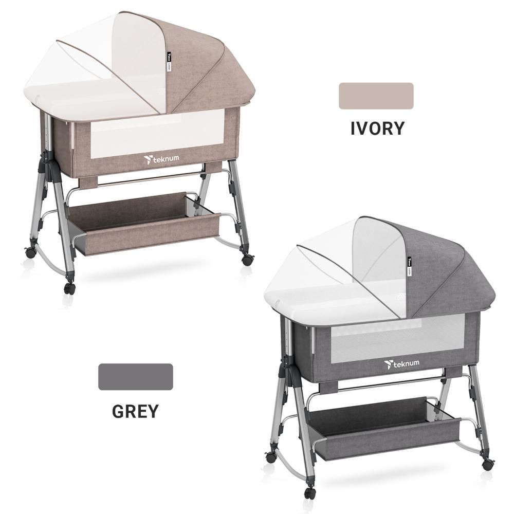 Teknum - Bedside Sleepzen 1 Crib - Grey