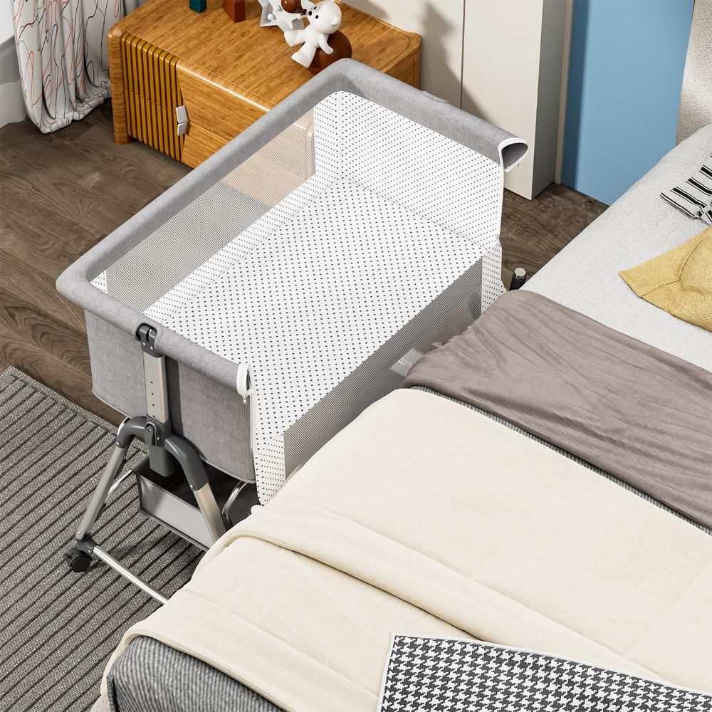 Teknum - Bedside Sleepzen 1 Crib - Grey